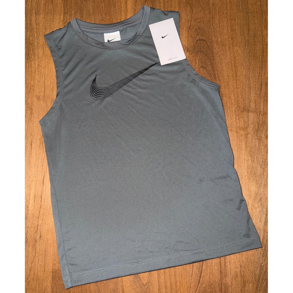 Nike Boys Dri-FIT Sleeveless Graphic Training Top Grey NWT XL